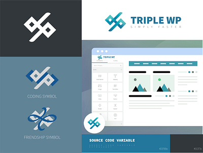 TRIPLE WP branding design flat icon illustration logo minimal mockup typography vector