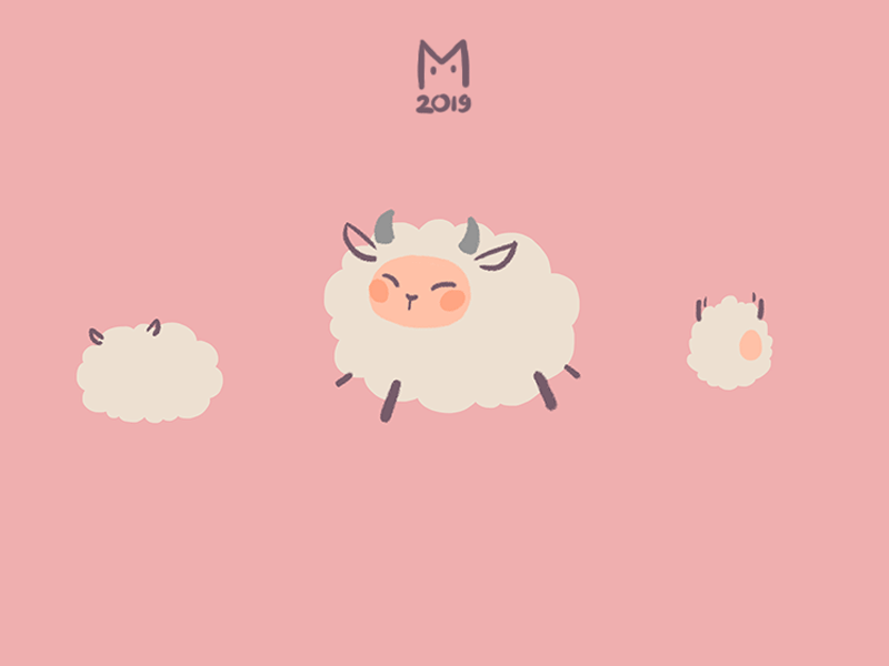 Sheep | 3/365 2d 2d animation animation aries bouncy cute frame by frame fun illustration pink sheep