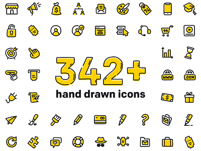 342+ Hand drawn icons design drawn hand drawn hand drawn icons icons illustration illustrations outline pack vector