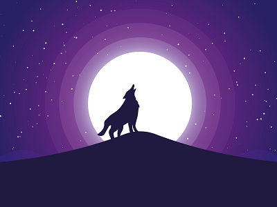 Wolf Howling on a Moonlight design illustration vector vector art