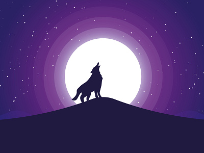 Wolf Howling on a Moonlight