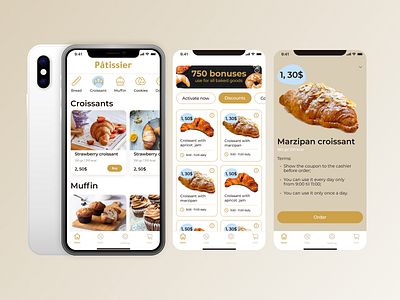 Food app with discount for bakery app application design food ui ux
