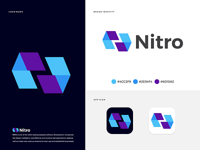 Nitro "N" letter Logo app icon brand identity branding business company logo creative logo logo logo design logo mark modern logo modern logos n logo