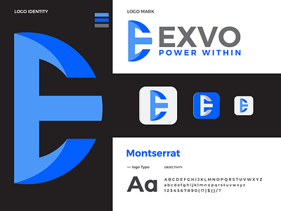 EXVO Design and Branding "E" letter Modern Logo app icon brand identity branding creative logo design e letter logo illustration logo logo design logo mark modern logo