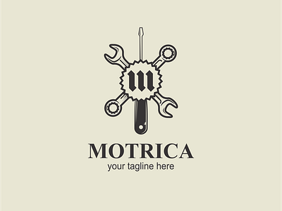 Motrica vehicle repair branding design flat graphic design illustration illustrator logo minimal repairlogo ui vector