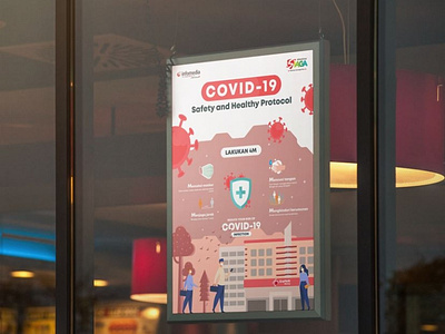 Covid-19 Safety and healthy protocol banner branding design flat graphic design illustrator logo minimal poster posterdesign