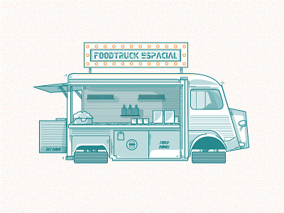 Space Foodtruck after effects espacial food foodtruck illustration illustrator lights line space truck vector
