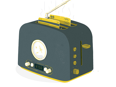 Toaster burnt card credit illustration illustrator radio retro toaster