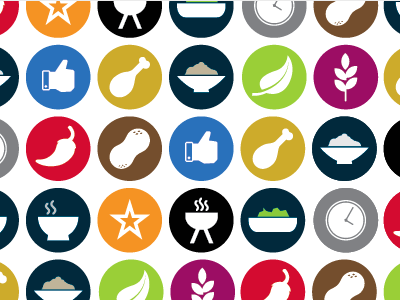 Menu Icons brown chicken clean color food fried gluten icons. miso logo menu peanut pepper restaurant rice salad silhouette soup spicy star stylize sushi vector white