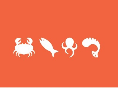Sushi indicators (added crab) clean crab fish glyph illustrator logo octopus shrimp silhouette simple sushi vector