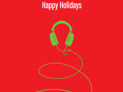 Direct Sound Holiday card christmas direct headphones holiday merry sound tree vector yuletide