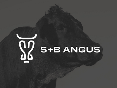 S+B ANGUS beef brand branding cattle clean cow face food identity initials letters logo mark meat simple stylized vector