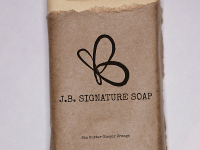 JB Butterfly Outside package b bug butterfly concept initials j jb logo packaging paper soap torn
