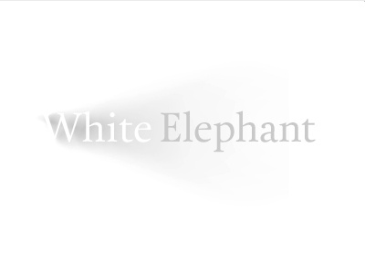 White Elephant (type treatment) blur effect elephant lighting logo motion shadow stylized text type white