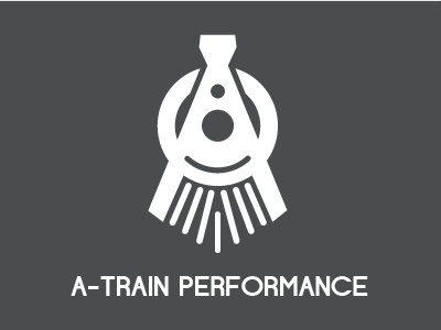 A-Train Performance Logo locomotive logo mark performance steam steamtrain stylized train training weight lifting