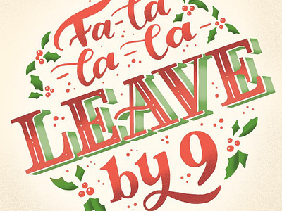 Fa la la la 3d bright christmas design funny green hand lettering holiday illustration ipad pro lettering procreate pun quote typography