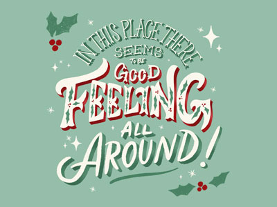 Good Feelings bright christmas design green hand lettering holiday illustration ipad pro lettering procreate quote typography