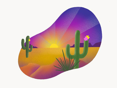 Desert bright cactus desert illustration ipad pro plants procreate sunset travel