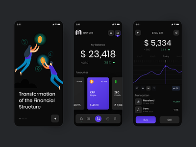 A Cryptocurrency Application aavatto android bitcoin crypto cryptocurrency dark theme ios mobile app trading