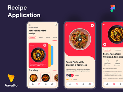 Recipe Application aavatto android app clean design food ios minimal mobile app recipe ui