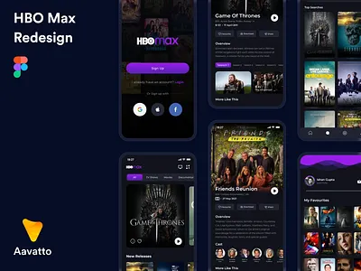 HBO Max Redesign aavatto app clean design flat ios live minimal mobile streaing ui video