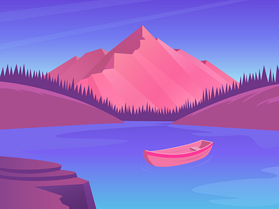 Evening Lake design graphic design ill illustration river