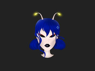 Alien Girl blue character dark design girl graphic design hair illustration person