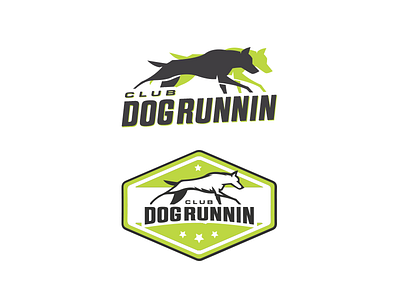 Club DogRunnin V2&3 2 color badge branding club dog flat logo running typography