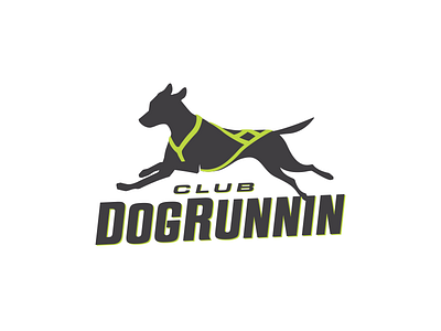 Club DogRunnin 2 color badge branding club dog flat logo running typography