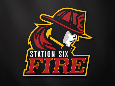 Station Six Fire Full Logo badge logo branding firefighter hockey logo mascot sportslogo