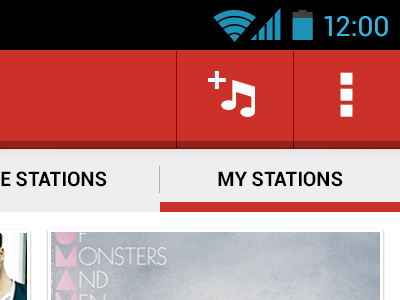 My Stations Screen android app black grey radio red
