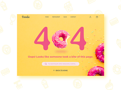 404 Page - Food Delivery website 008 404 404 error 404 error page 404 page 404page dailyui dailyuichallenge design donut error error 404 error page food app food delivery page restaurant ui design uidesign webdesign