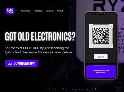 ELECTOLD - Hero Section UI Design app design electronics figma hero section landing page minimal old photoshop ui ui design ui ux web design website website design