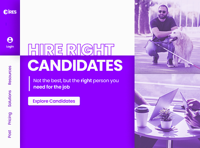 C Hires - Website Hero Section UI Design agency branding call to action design disabled people employment figma hero section hiring images landing page layout layout design menu minimal recruiting ui ui design vertical website