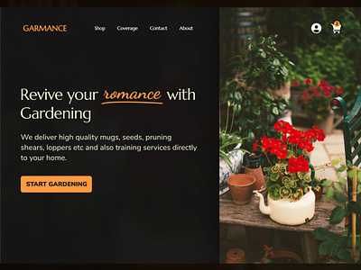 Garmance - Hero Section Website UI Landing Page beautiful botany branding call to action contemporary design fancy figma gardening heading hero section landing page logo minimal modern plants romance ui website website design