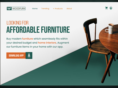 WOODFURN - Website UI Design Hero Section branding call to action design duotone figma flat hero section home landing page minimal minimalist monotone storage storage app ui ui ux ui design ui designs web design website