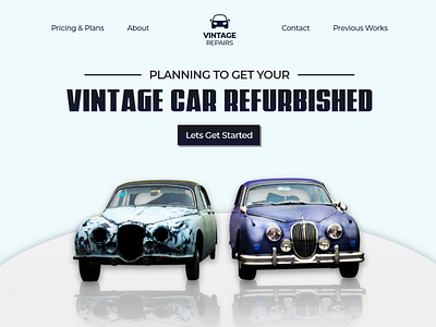 VINTAGE REPAIRS - Website UI Design Hero Section