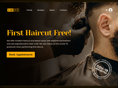 LADCUT - Website Landing Page Hero Section barber color covid 19 covid19 gradient hair haircut hero section landing page landingpage professional squarespace ui design uidesign web webflow website website builder website design wix