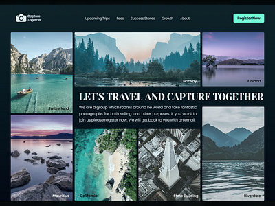 Capture Together - Website UI Design Landing Page abstract design font grid photography squarespace travel typeface ui ui design challenge ui ux uidesign web web app web design webdesign webflow website website design wix