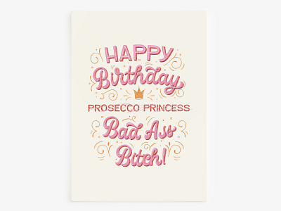 Birthday card card design feminism graphic design greeting card groovy handlettering illustration lettering lettering art lettering artist type typography