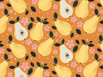 Pear pattern botanical fabric flower illustration pattern pattern design pear