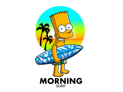 Morning Surf Simpson design illustration logo mascot logo tshirtdesign vector