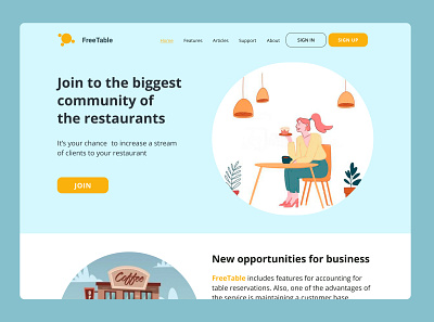Service for accounting of table reservations | Web UI Concept figma interface landing landing page landing page design landingpage main page mainpage restaurant typogaphy ui ui design uidesign webdesign website website design
