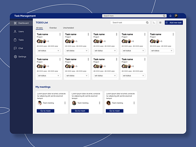 Task management system todo list grid view