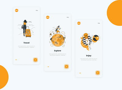 Onboarding Screens animation app design minimal ui ux