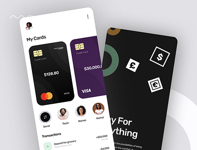 Fin-tech Payment Wallet animation app branding design ui