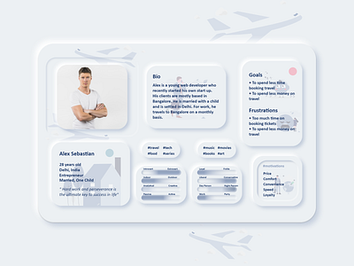 User Persona Airline design neumorphic neumorphic design neumorphism neumorphism ui persona portfolio ui ux uiux user experience user experience design user persona user personas user profile ux web