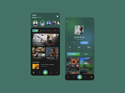 Streaming App Mobile Design blue clean clear design green mobile mobileapp stream streaming ui uiux ux