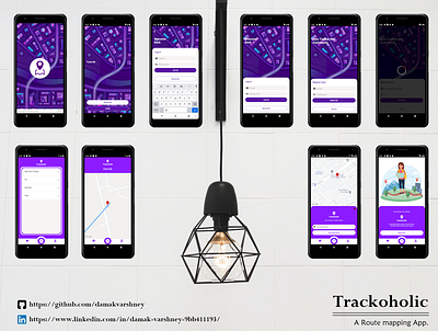 Trackoholic app design flat illustration ui