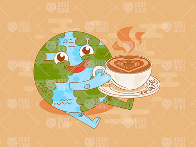Planet earth coffee break time enjoyment vector break coffee cup earth enjoyment funny globe holding planet smiling time vector